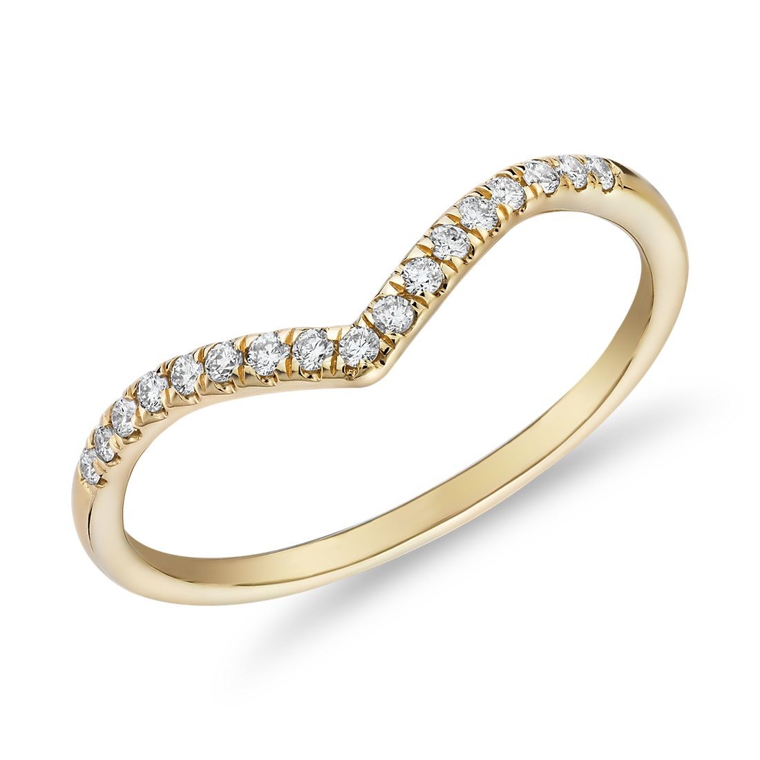Diamond Chevron Stackable Heart Sytle Fashion Ring in 9K Yellow Gold