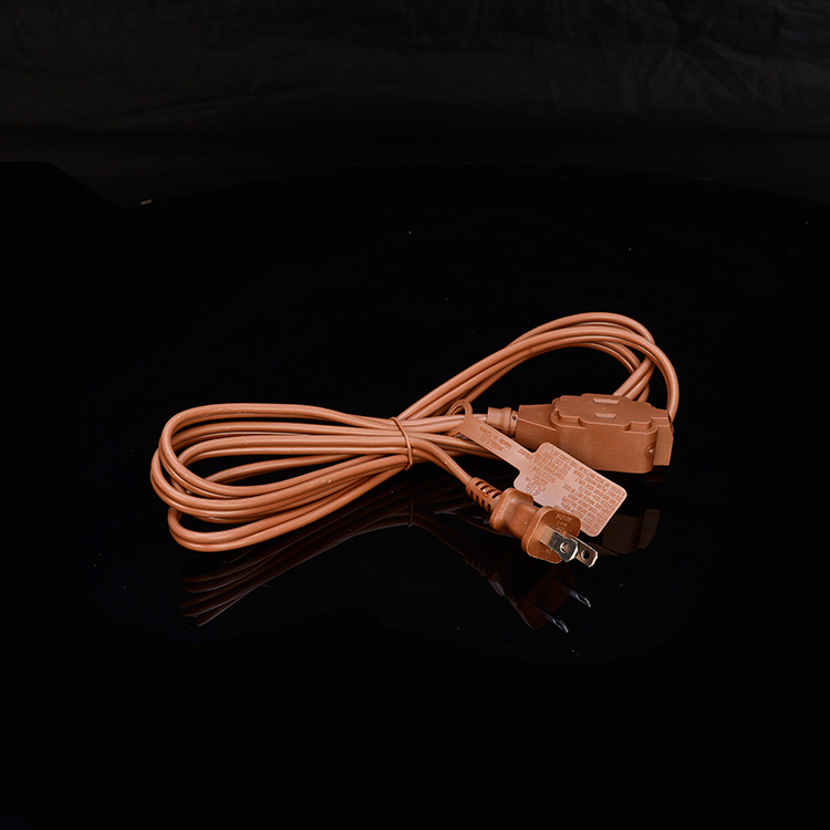 18AWG ETL Pararell Wire AC Power Cord with Switch and Socket Extension Cord Brown ETL Standard PVC Jacket USA 2 Prong