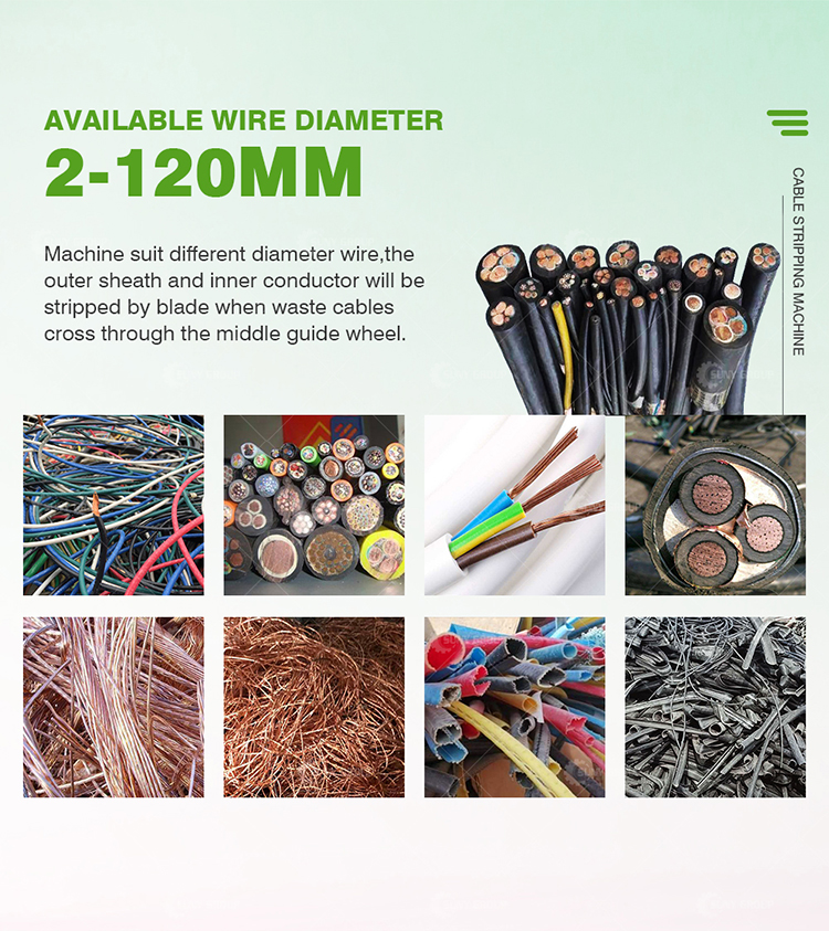 Scrap Flat Copper Wire Recycling Machine Wire Stripper for Cable Stripping and Diameter