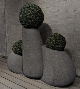 Quality Combo Black Fiber Clay Flower Pot For Indoor Outdoor Planting And Decor wholesale
