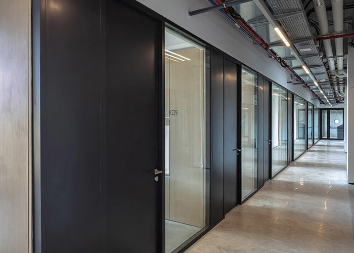 Transparent Glass Partition Wall European Style Office Partition Wall Easy Install Colorful