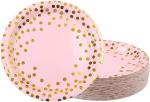 CE FDA 60 Pieces Party Pale Pink And Gold Paper Plates
