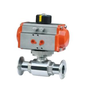 Quality Stainless Steel 304 Tri Clamp Connection Sanitary Food Safe Pneumatic Actuator Ball Valve wholesale