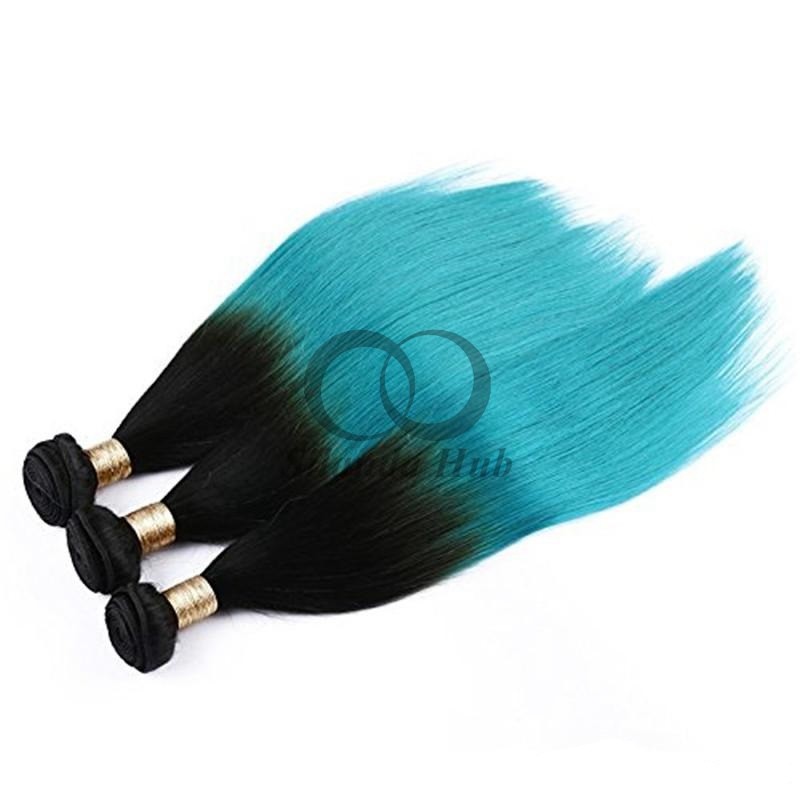 #T1B/Blue Straight Remy Human Hair Bundles Sew In Weave Bundles Brazilian Bundle Deals