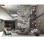 Italian Natural Stone Silver Fir Black Grey Look Marble Textured Slab for Home
