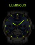 KINYUED stainless steel waterproof automatic mechanical watch luminous mens