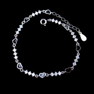 Quality Heart 925 Sterling Silver Cuff Bracelet / OEM Bracelet Extension Chain wholesale
