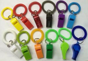 Quality Promotional Gift Colorful Best Wrist Strap Coil W/Plastic Whistle wholesale