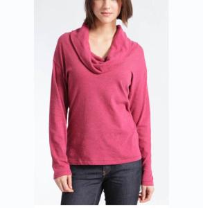 Quality WOMEN'S 55% COTTON/45% LINEN COWL COLLAR KNITTED SWEATER wholesale