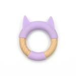 Purple Silicone Beech Wood BPS BPA Free Funny Teething Toys