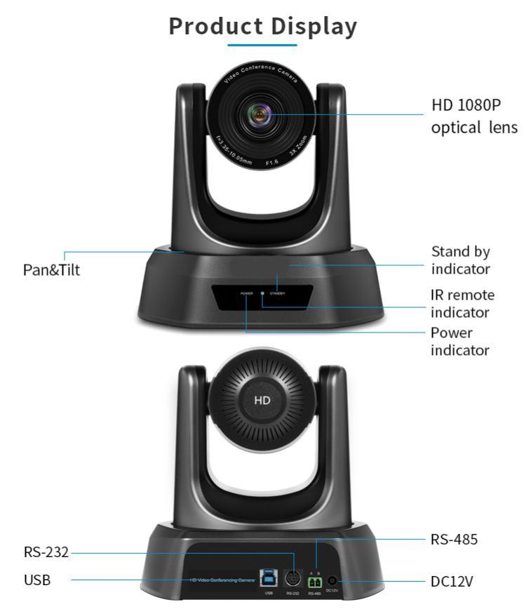 3 Zoom Video Conference Camera Sensor PTZ Camera for Church
