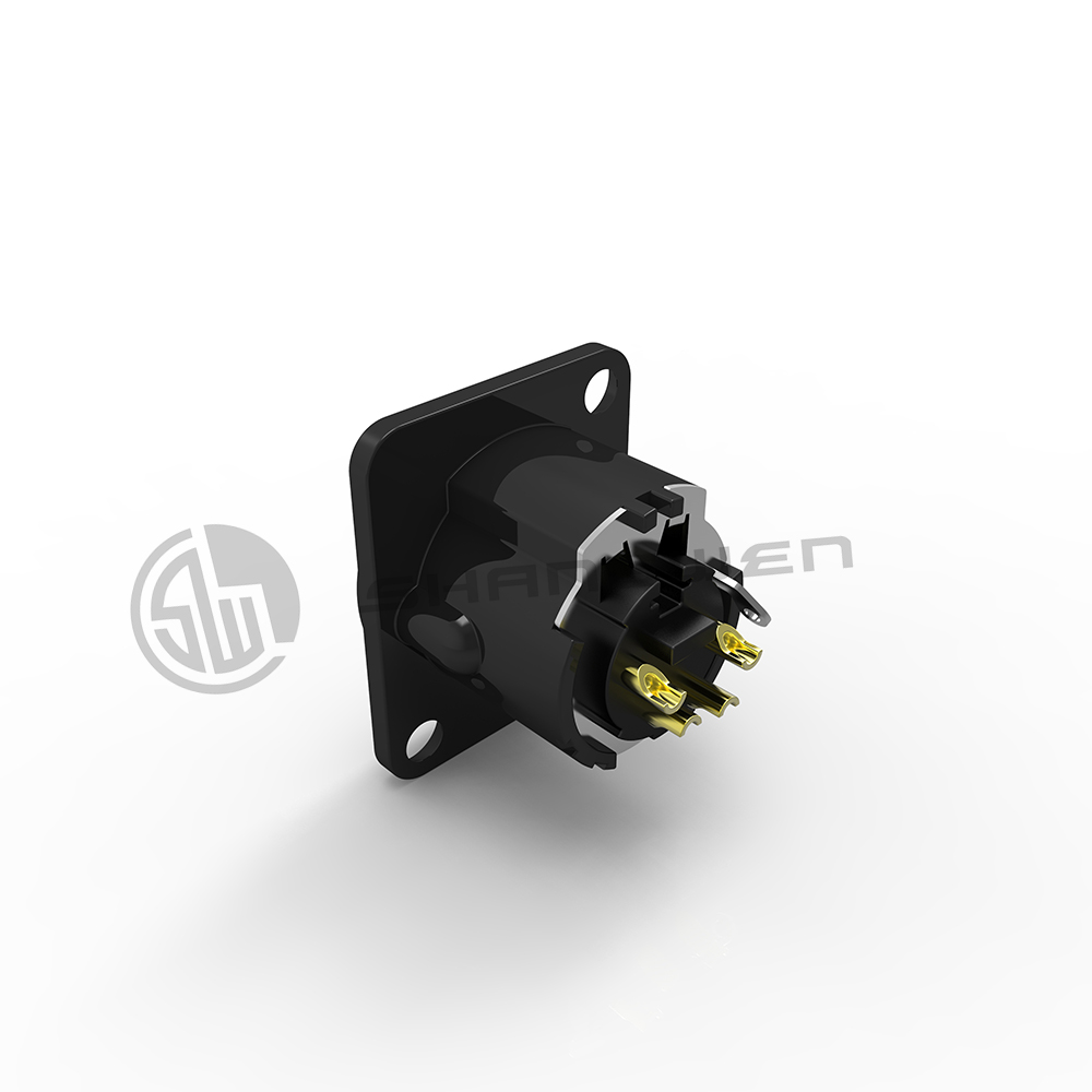 Indoor Custom XLR 4 Pin Male Female Connector Plug Socket Zinc Alloy Shell