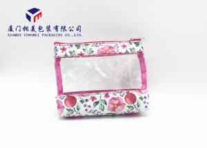 Quality Leather Makeup Bag White PU Leather With Customized Printing Super Clear PVC Window wholesale