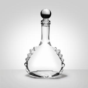Quality 375ml Flint Cubic Glass Tequila Decanter Vinolok Closures wholesale