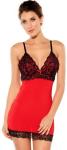 Sexy red chemise black lace bra lingerie
