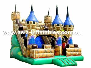 Quality Hot Rental Inflatable Dry Slide With Bouncy Castle For Children Park Games wholesale