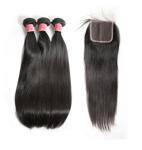SGS Straight Human Hair Weave / Peruvian Hair Bundles With Closure