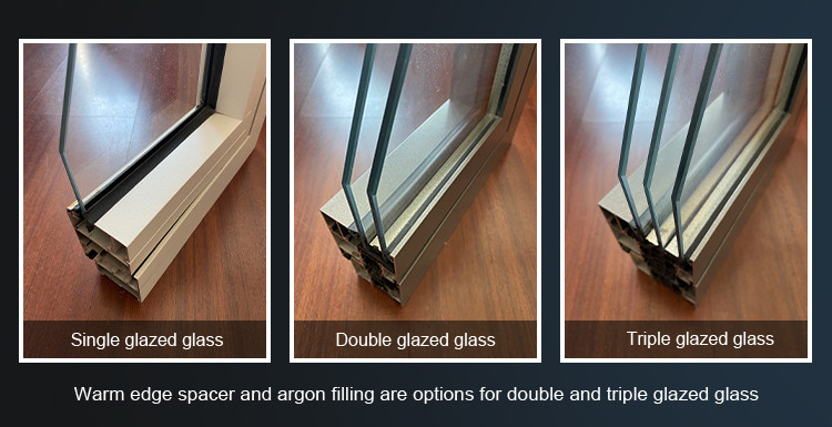 Customized Interior Aluminum Sliding Door Waterproof Double Tempered Glass Door