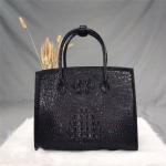 Authentic Crocodile Skin Women Black Totes Purse Genuine Alligator Leather Lady