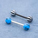 Acrylic Surface Tongue Piercing Jewelry 316 Stainless Steel 14 Gauge 16mm