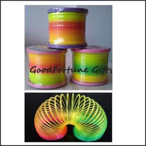 Quality hot sale Eco-friendly plastic 5cm diameter magic rainbow spring toy printed logo wholesale