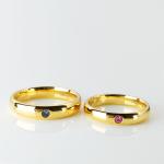 Any Occasion Rubby Sapphire 0.04ct 18k Gold Wedding Rings