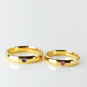 Quality Any Occasion Rubby Sapphire 0.04ct 18k Gold Wedding Rings wholesale