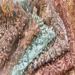 1 Yard Lengh Eco Friendly Gold Bridal Lace Fabric 140cm Width Beaded Heavy