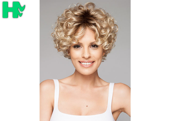 Ladies New Stylish Synthetic Dark Blonde Short No lace Full Hair Wig
