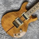 Custom Yellow Santana Retro Electric Guitar Flamed Maple Top Veneer HH Pickups