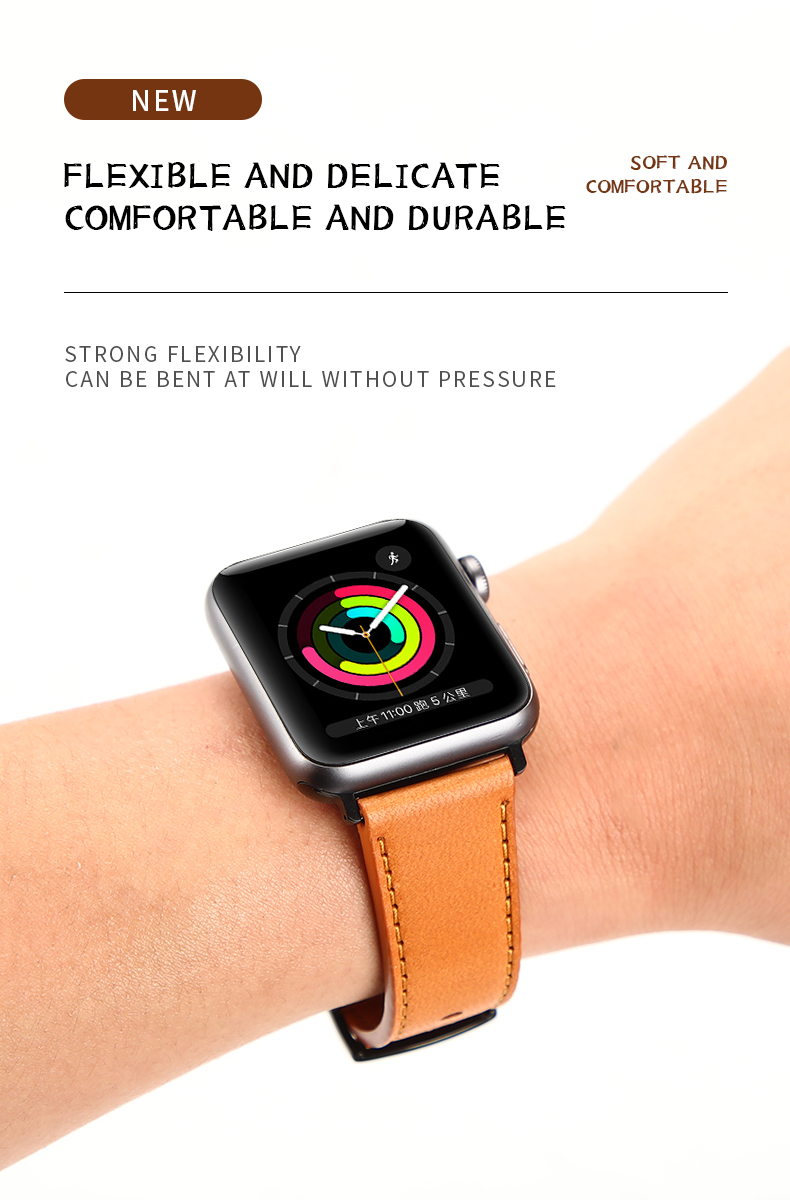 Genuine Leather Smart Watch Straps For iWatch 38mm 40mm 42mm 44mm 45mm 100%