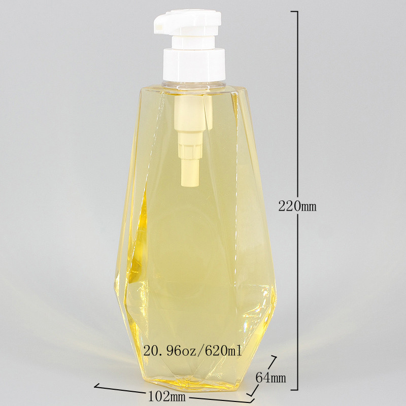 Clear Plastic Shower Gel 600ml Shampoo Pump Bottles