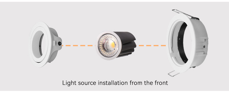 IP20 Renewable MR16 Downlight Housing Tilted Cutout 82mm Downlight Enclosure