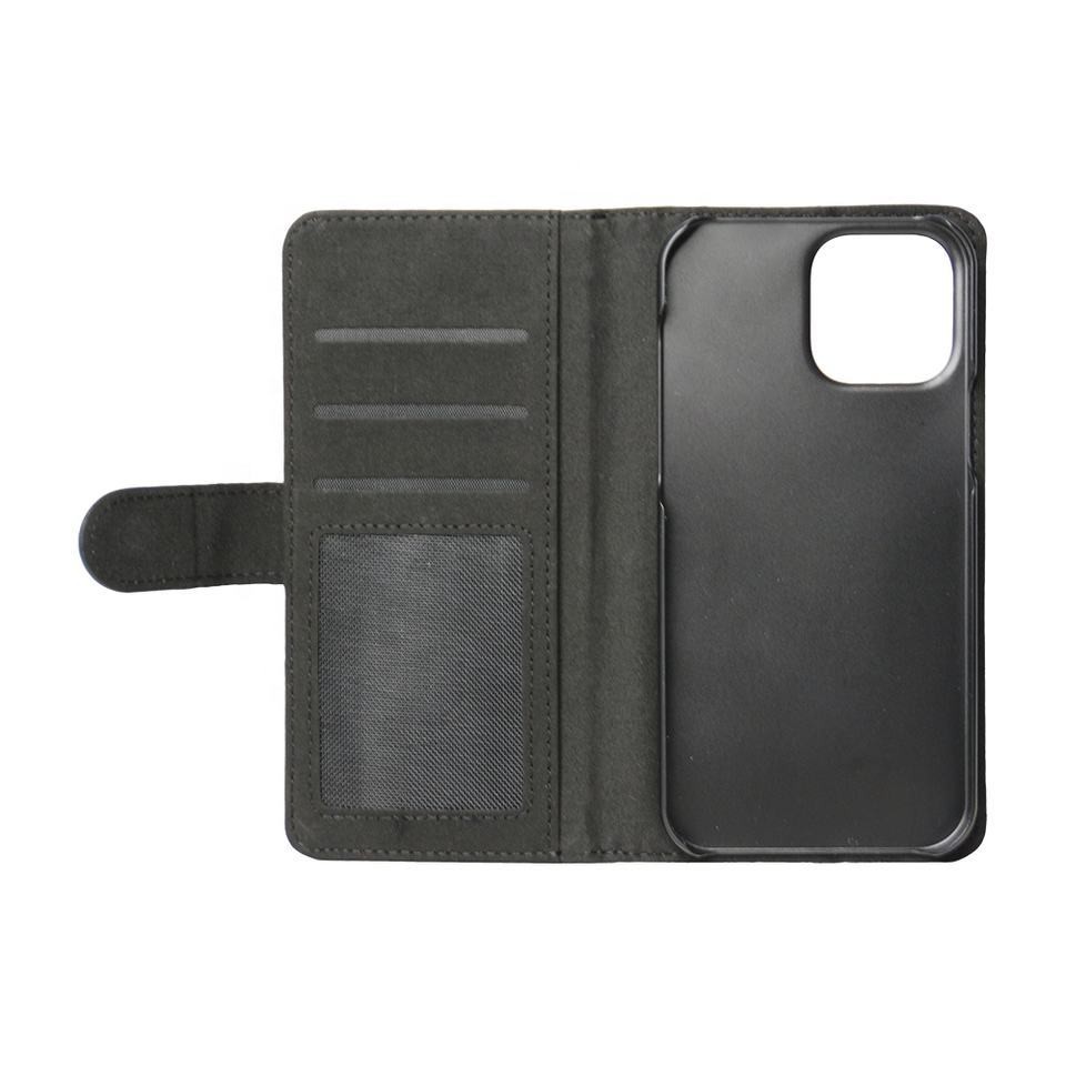 Black Sublimation Flip Leather Phone Wallet Case For Iphone 16 15 Pro Max