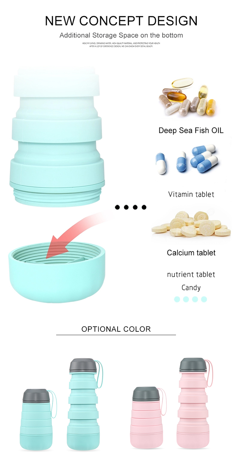 Portable Easy Clean Souvenir Gift Sport Collapsible Silicone Water Bottle With Spout