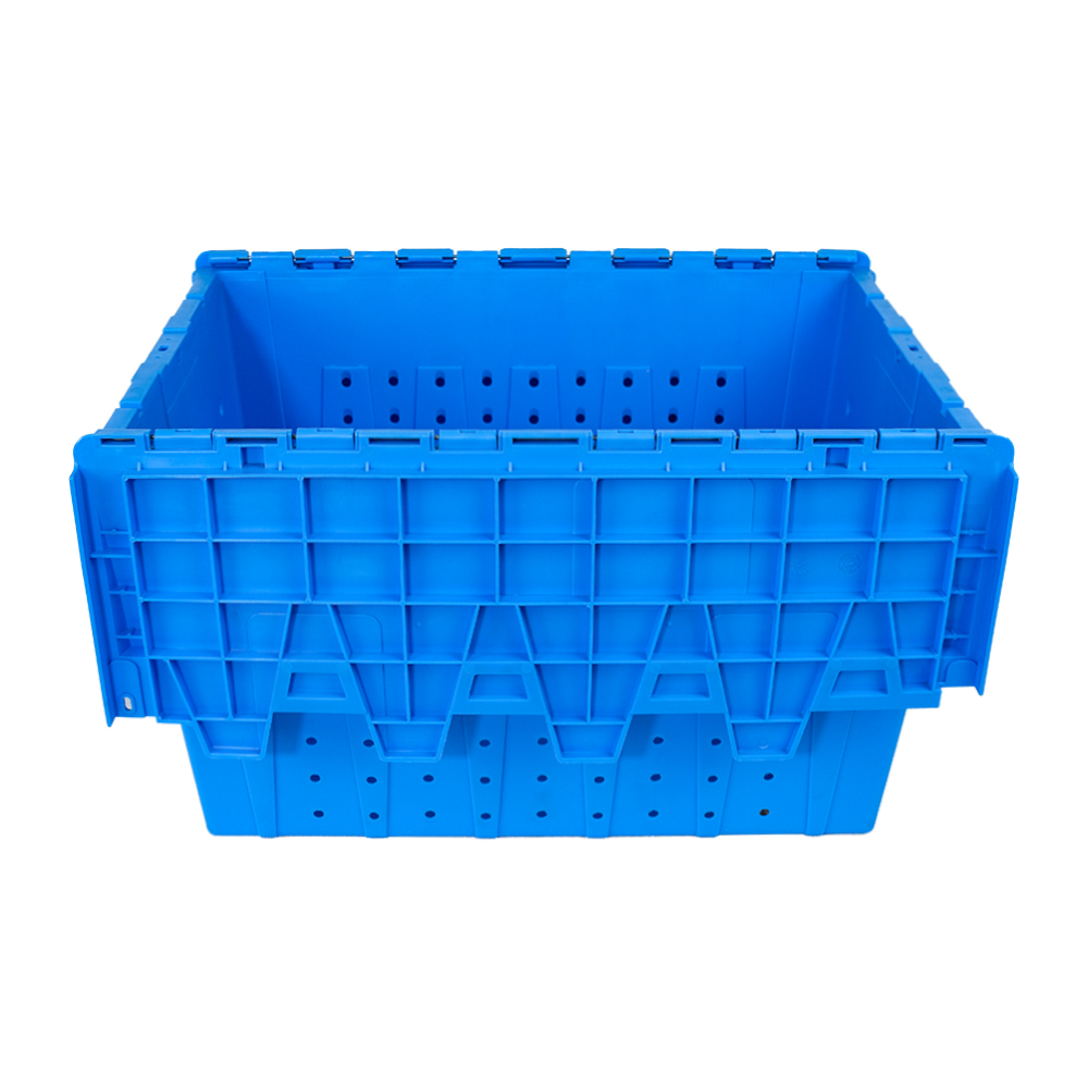 Secure Hinged Lockable Lid Turnover Plastic Crate 600x400x355mm for Storage and Moving