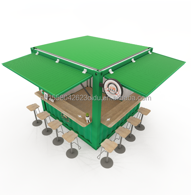 Convenient Sandwich Panel 10FT Prefab Kiosk Booth for Coffee Shops and Fast-Food Restaurants Galvanized Steel Bending 180g