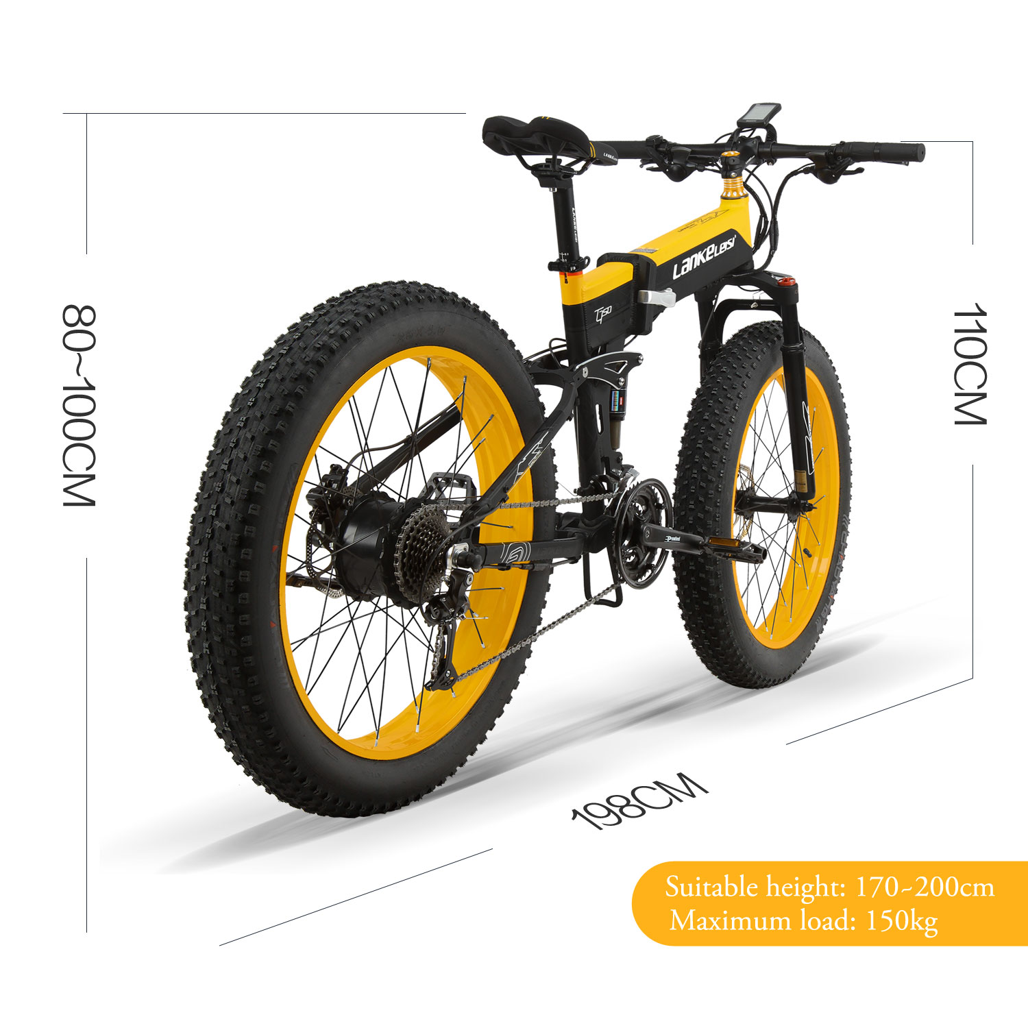 Fat Tire Snow Pedal Assist Mountain Bike 26 Inch Labor Saving 48V 1000W