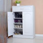 White One Drawer 20 Pairs 1.2M Solid Wood Shoe Cabinet