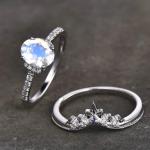 Glamour Hot Fashion Natural Rainbow Moonstone Women 925 Sterling Silver Jewelry