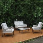 Outdoor Conversation Bistro Set, Courtyard Balcony Hollow Weaving Open Wicker