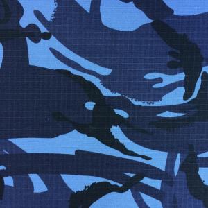 Quality Ripstop Cotton Polyester CVC Blue Camouflage Fabric 58/59'' wholesale