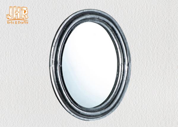 Oval Industrial Style Fiberglass Furniture Silver Mosaic Glass Framed Wall