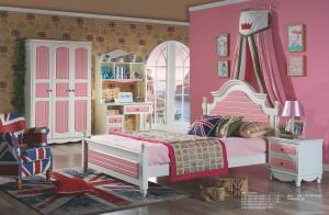 Quality modern pink solid wood teenagers bed room furniture wholesale