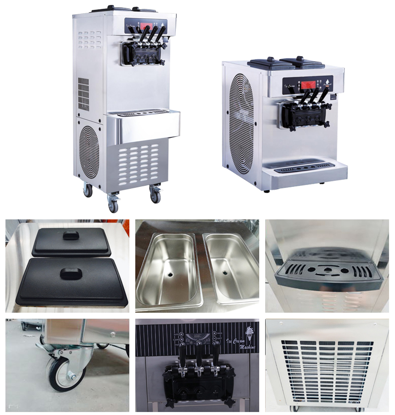 Automatic Stainless Steel Soft Serve Ice Cream Maker for Business Food Cart and R22/R410A/R404A Refrigerating