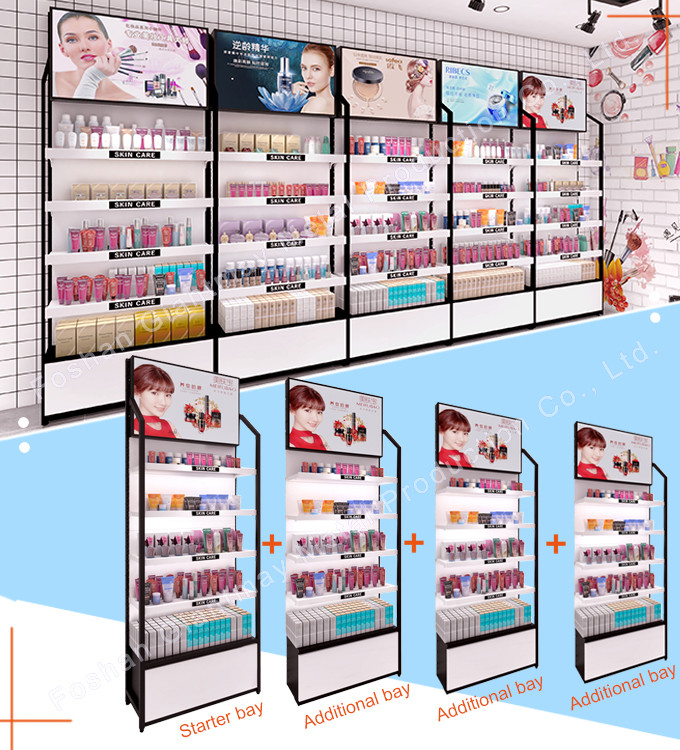 Free Standing Beauty Makeup Display Stand Cosmetic Display Shelves Logo Customized