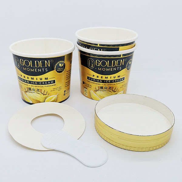 Disposable custom printed ice cream paper cup thickened yogurt paper packaging with paper lid