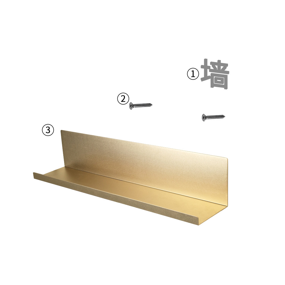 OEM Customized Aluminum Book Wall Shelf Decorative Black Metal Floating Shelves