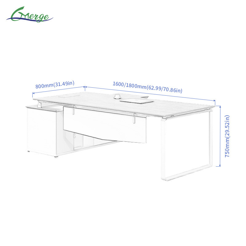 L Shape OfficeTable Modern Wood Manager Office Executive Desk with File Cabinet