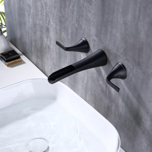 Quality Brass 8In Widespread 2 Handle Bathroom Faucet In Matte Black Gold wholesale